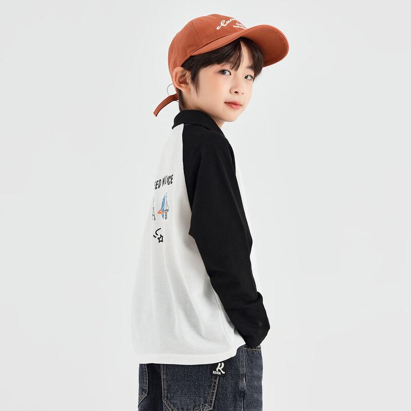 Boys  Printed Raglan Long Sleeve Polo T-Shirt 110