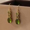 Paar Elegante Grüne Retro Geometrische Hängeohrringe mit Synthetischem Zirkonia, Vergoldet, Perfekt für Damen-Feiertagspartys