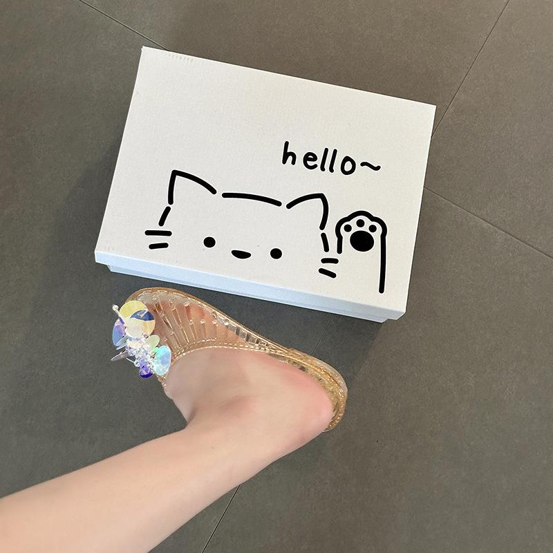 Fashion Versatile Sweet Baotou Slippers Women's 2025 Summer New Versatile Flat-bottomed Slippers Cute Pearl Bow