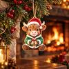 Highland Cow Christmas Ornaments Wooden Ornament, 2D Cute Hanging Rustic Farmhouse Decor with String, Animal Holiday Tree Party Decoration for