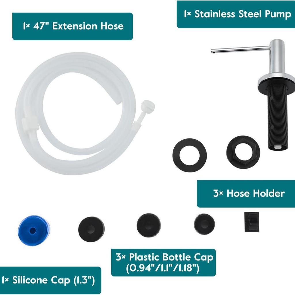 304 Stainless Steel Soap Dispenser with 1.2m Extension Tube & 500ml Container