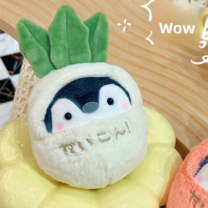 Penguin Cartoon Carrot Plush Keyring With Embroidered Detail For Kids Collectors