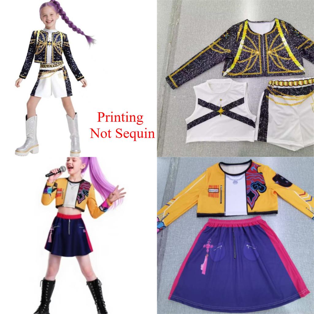 Drucken Lustige Sänger Band Themenparty Cosplay Kostüme für Kinder Mädchen Halloween Weihnachten Festival Rollenspiel Verkleidung Outfit