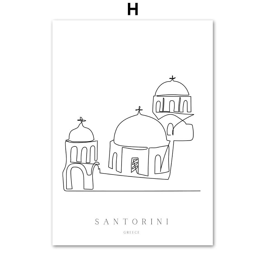 New York Rome Colosseum Amsterdam Paris Tower Line Wall Art Print Canvas Painting Nordic Poster Decor Pictures For Living Room