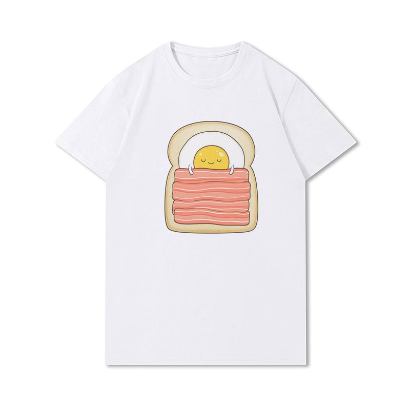 S-3XL 100 mønstre Sommerhvite T-skjorter for kvinner Trykt Uformelle korte ermer Topper O-hals T-skjorter