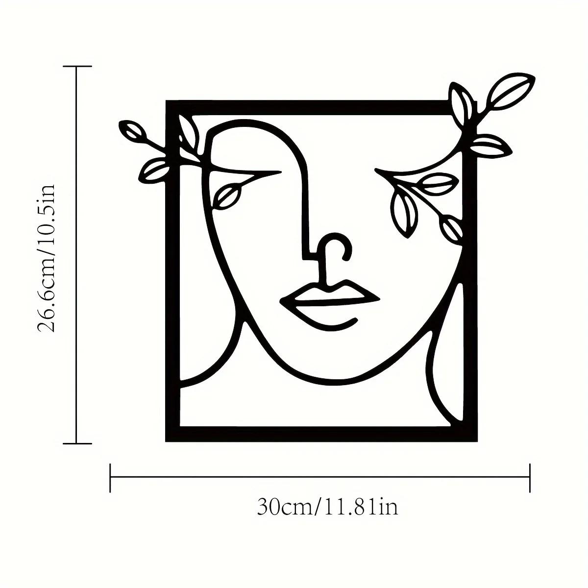 

Металлическое настенное искусство Женское лицо с листьями Дизайн Художественное металлическое настенное украшение Стильный домашний декор Элегантное металлическое украшение для спальни светло-серый