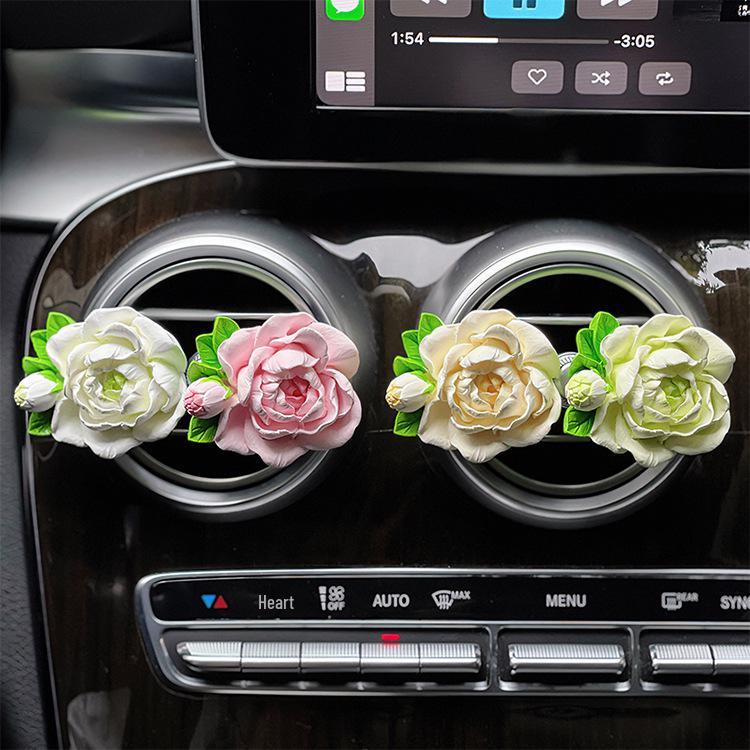 Jasmine Car Air Freshener & Vent Decoration - Stone Fragrance Flower Ornament for Women