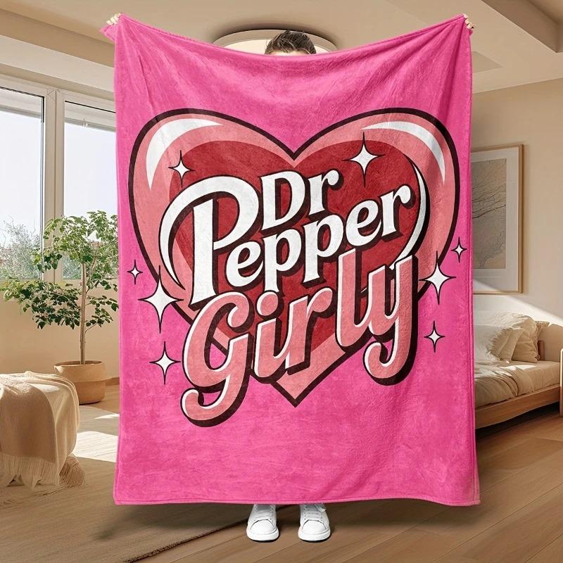 Dr Pepper Розовый плед с узором «Девичье сердце» Мягкий фланелевый плед Уютный теплый плед для дивана и кровати для домашнего декора Милый подарок 70x100cm белый