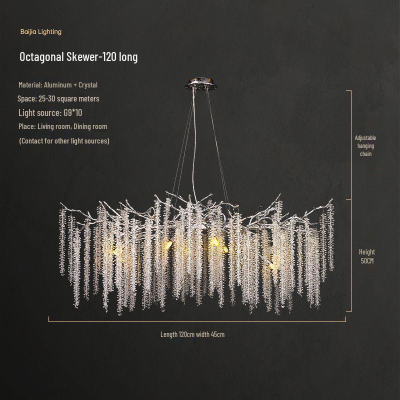 Elegant Crystal Branch Chandelier for Living Room or French Restaurant