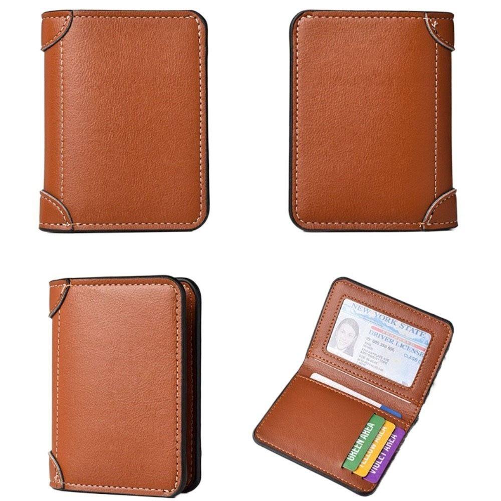 Slim Business Clutch Bag Thin PU Leather Card Holder Minimalist Men Short Wallet  Travel