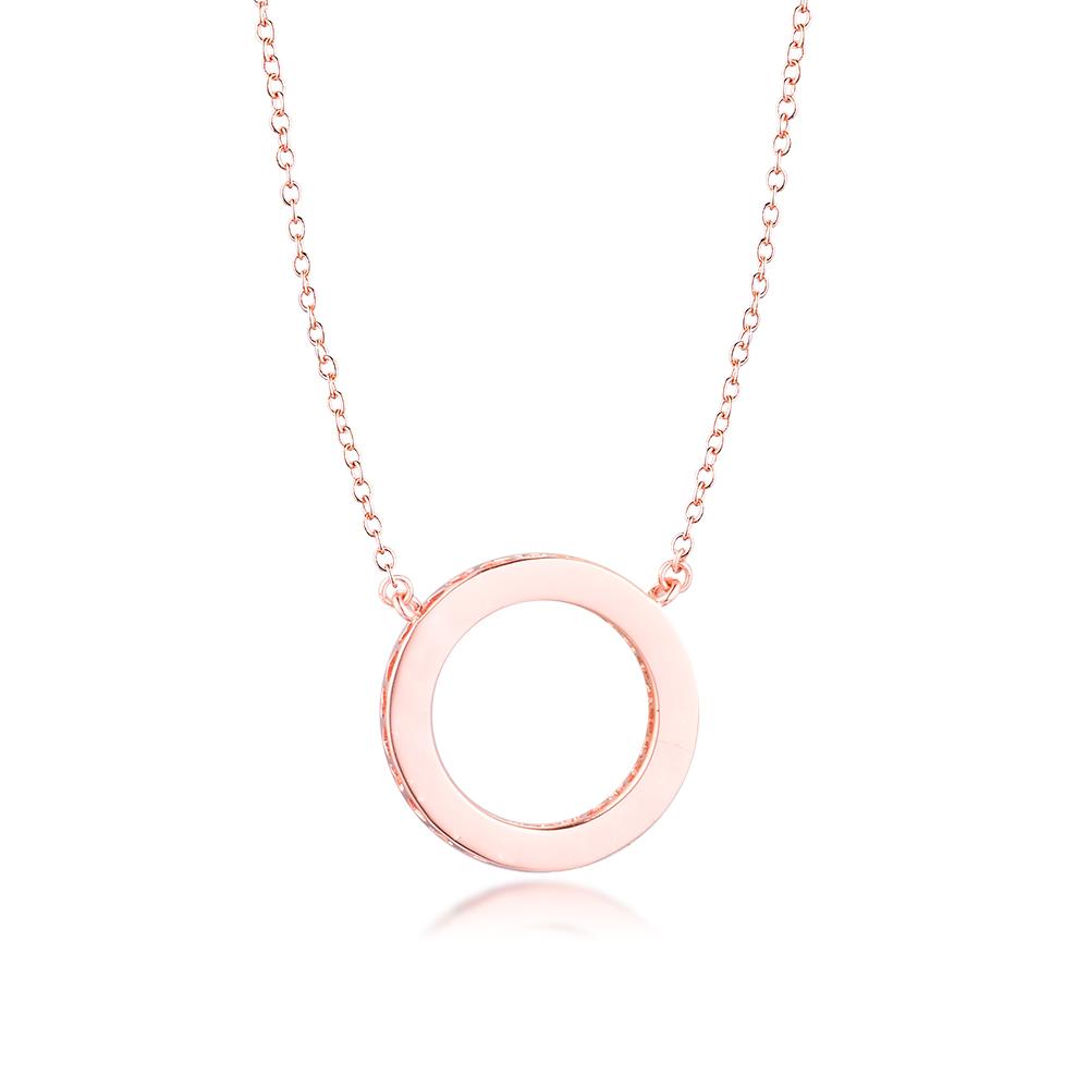 Rose Gold Circle of Sparkling Pendant Necklace 925 Sterling Silver Necklaces for Women Fashion Jewelry Collier Femme