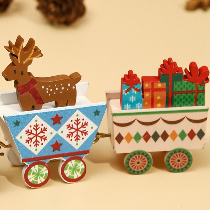 Christmas Train Ornaments, Christmas Party Decoration Wooden Small Train Ornaments for 2026 Home Decor Xmas Navidad Noel Gifts