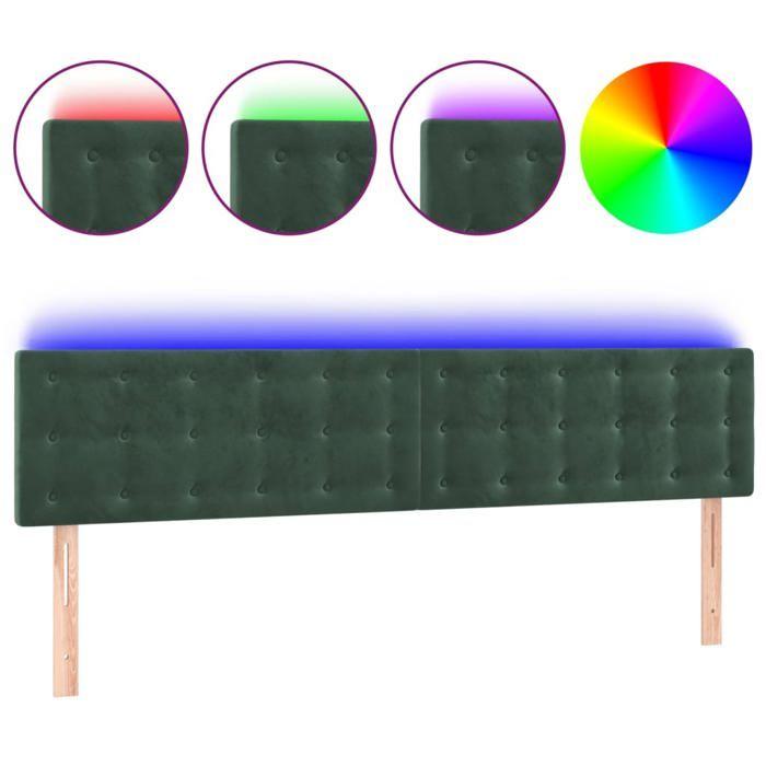 VidaXL Tête de Lit à LED Meuble de Chambre à Coucher Accessoire de Lit Double Tête de Cadre de Lit Intérieur Vert Foncé 3122115