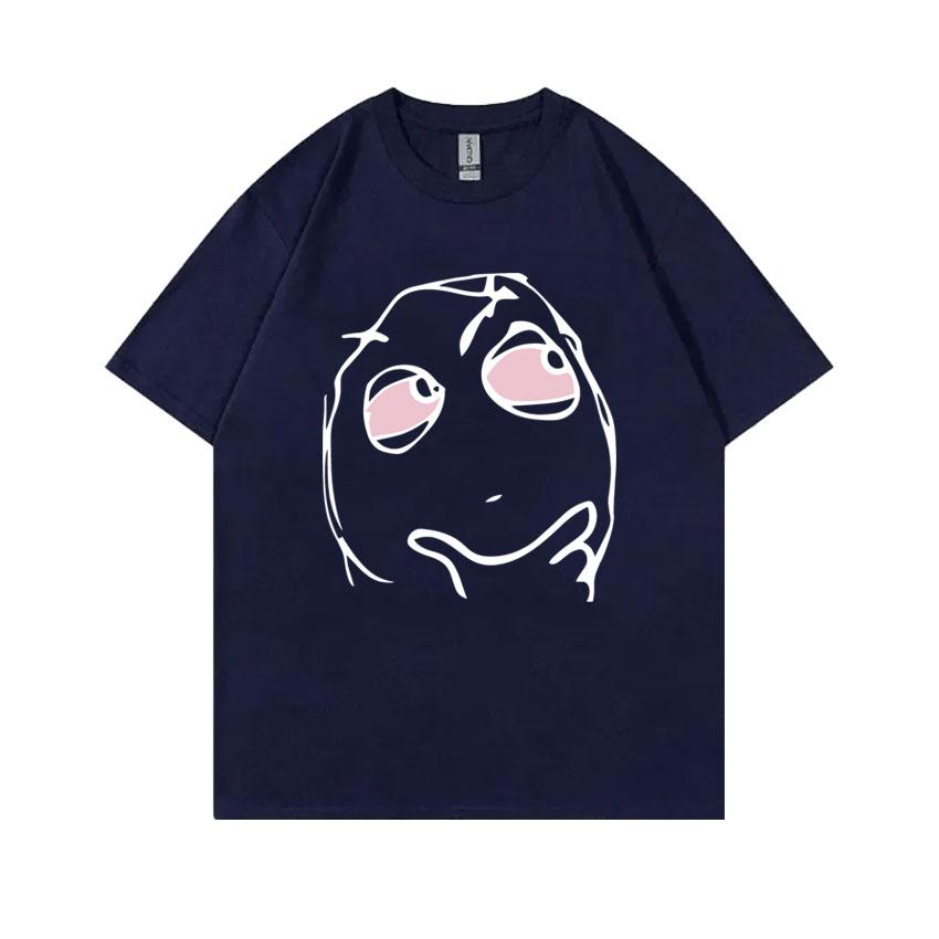RAGE GUY Funny Meme T Shirt Manga Troll Face Be Me Pensive Red Eyes High Reaction Face T-Shirt Men Women Cotton Oversized Tshirt