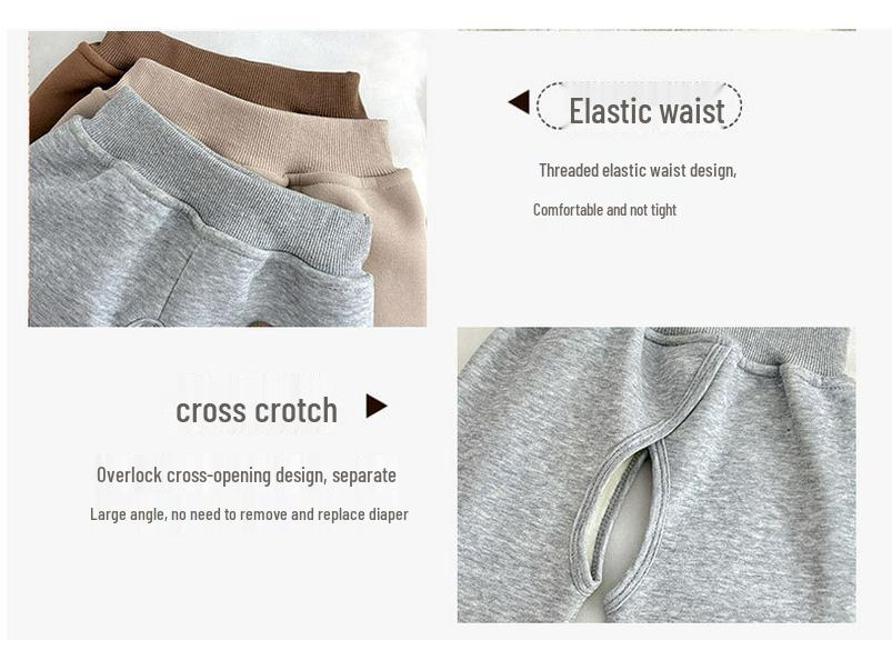 Baby-Sweathose mit Fleecefutter und offener Schritt: Verdickte, warme Herbst-/Winterkleidung für Jungen und Mädchen