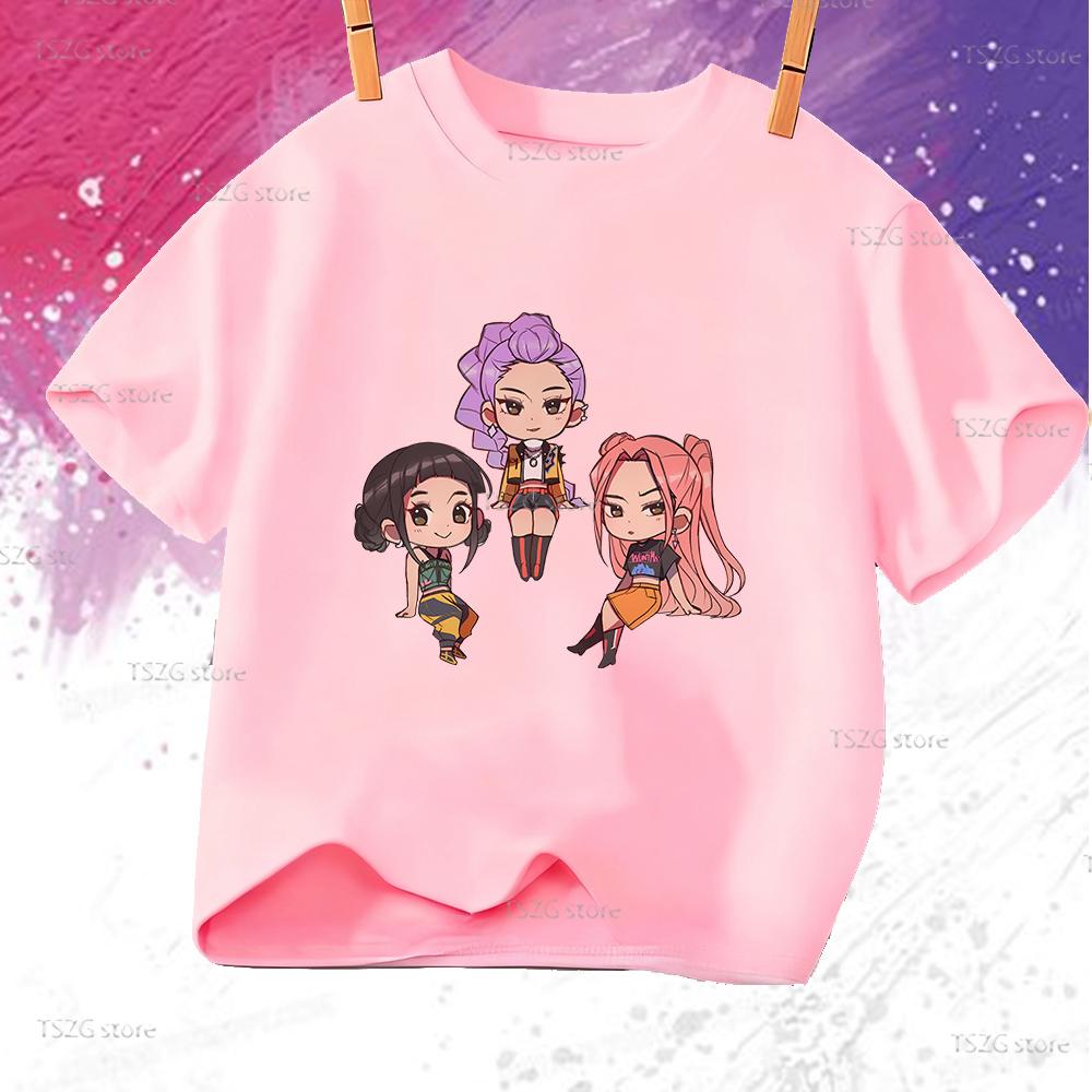 Boys Tee Girl Clothes Movie Cartoon Kid T-shirt KPop Demon Hunters Print Fashion Casual Summer Short Sleeve Tops
