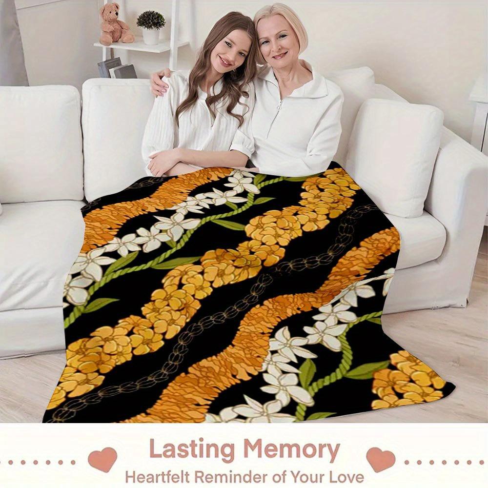 Hawaiian Floral Ultra-Soft HD Polyester Printed Soft Blanket for Home, Office, Travel, Outdoor, Air Conditioning
