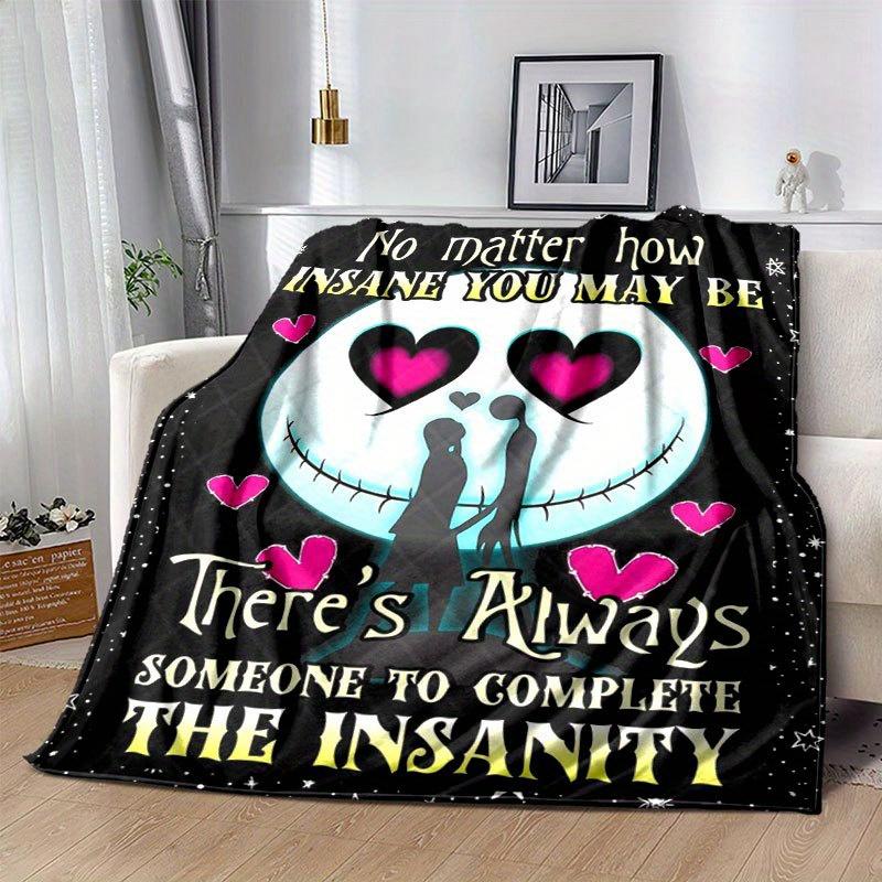 1pc Jack Skellington Printing Flannel Blanket Ideal for Travel Sofa Beds and Home Decor Ideal Birthday or Holiday Gift Available for All Sea