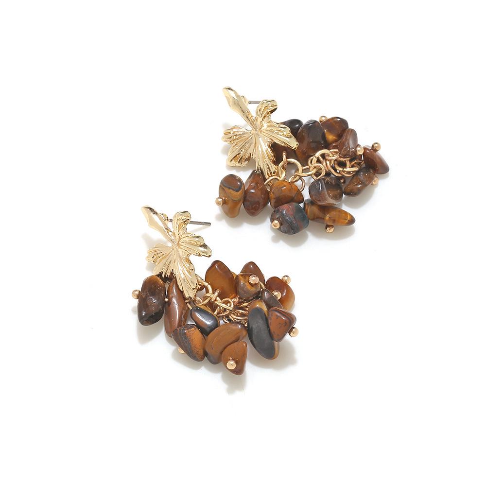 Stylish Bohemian Hand-beaded Colourful Crushed Stone Fringe Earrings, Resort-style Faux Turquoise Drop Earrings