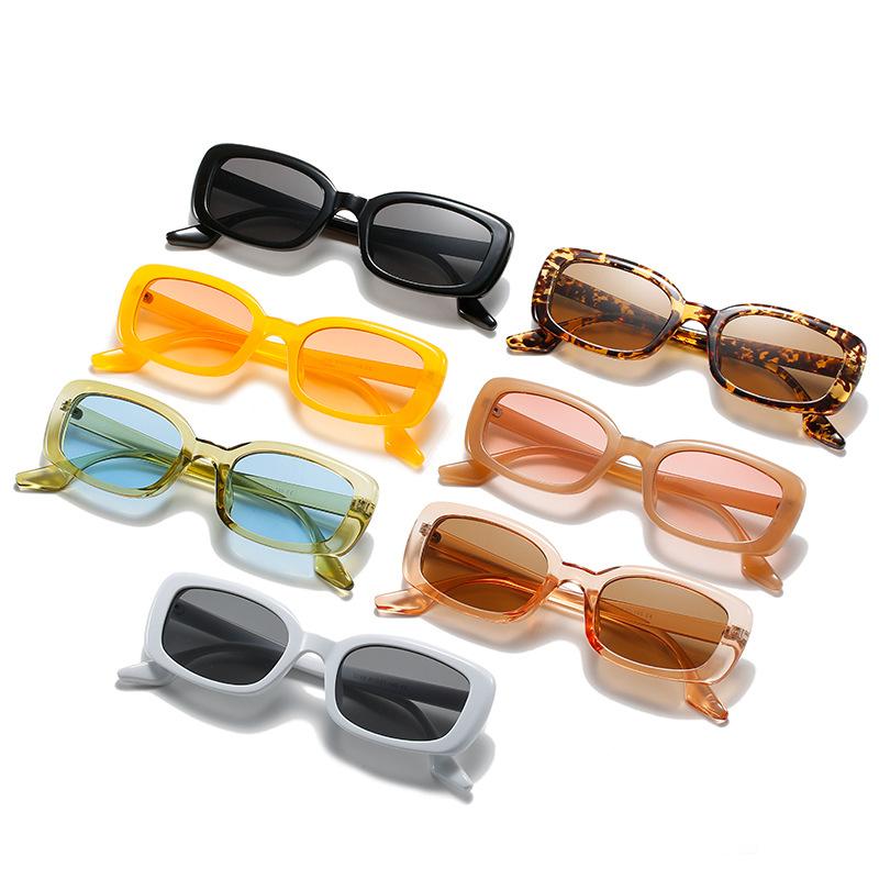 Nouveaux lunettes de soleil rétro à petite monture, lunettes de soleil rectangulaires tendance européennes et américaines pour hommes et femmes, lunettes de soleil colorées pour la rue