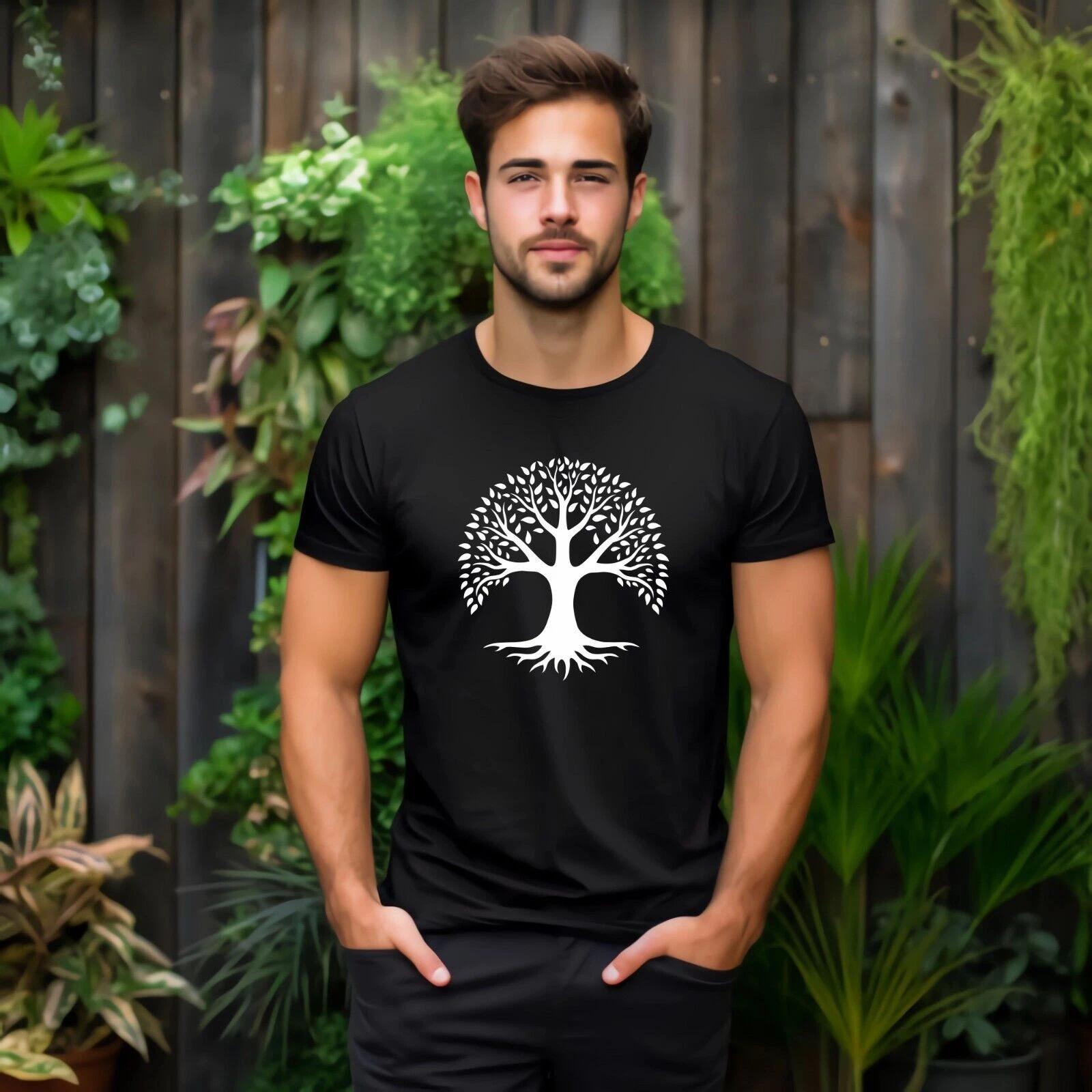 Tree of Life T Shirt, Yggdrasil Healing Staff Spiritual Mythical Tree Tee Tops S