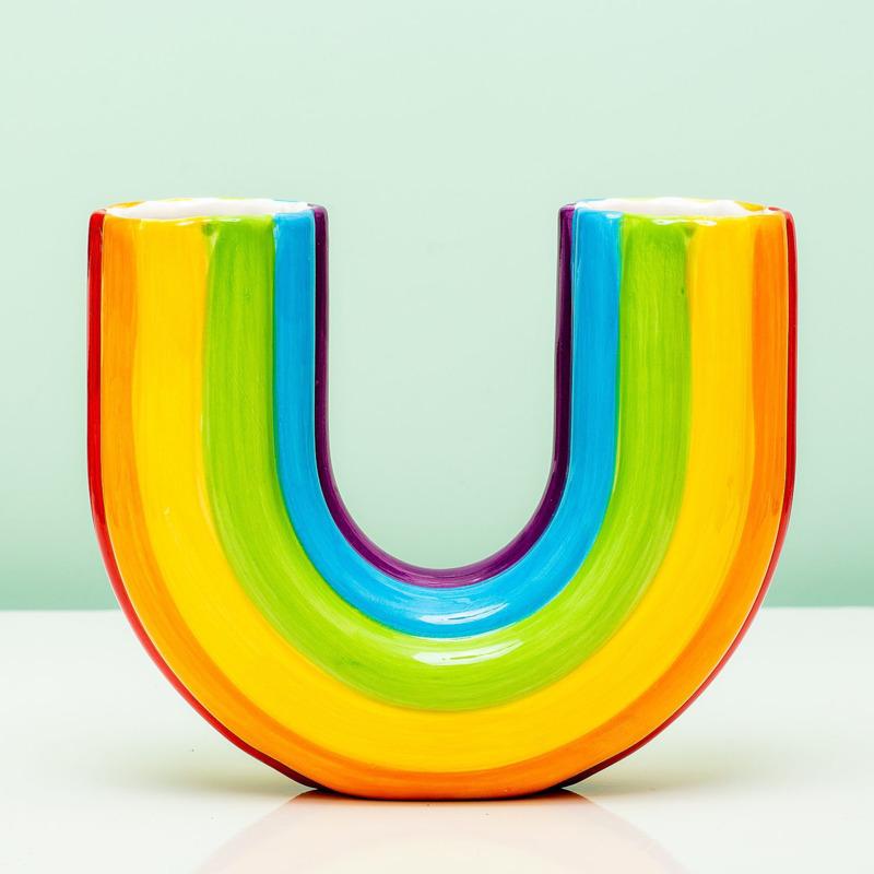 

Северная красочная U-образная радужная ваза, модный дизайн, художественная арка, ваза для цветов, кашпо, кашпо из смолы, декор для цветочных горшков