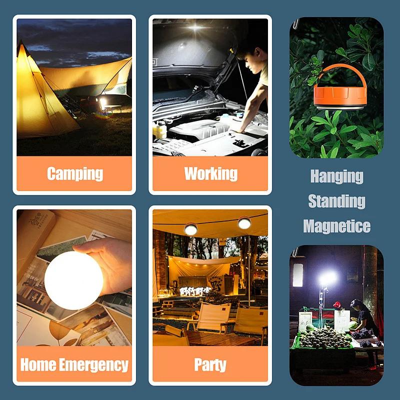 Mini COB Light Type-C Rechatgeable Camping Lamp 3 Modes Outdoor Home Emergency Flashlights Multiduty Magnetic Working Light