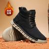 Men's Winter Boots Hand-stitched Mens Ankle Boots Leather Soft Plush Warm Outdoor Fashion Business Leather Casual Shoes for Men