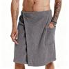 Men'S Wearable Bath Towel Bathrobe With Pocket Beach Towel