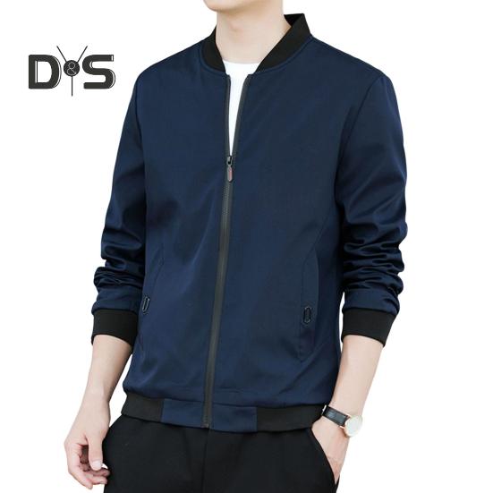 Men Baseball Coat Stand Collar Long Sleeve Zipper Placket Casual Outwear with Pockets Loose Fit Work Gym Jacket