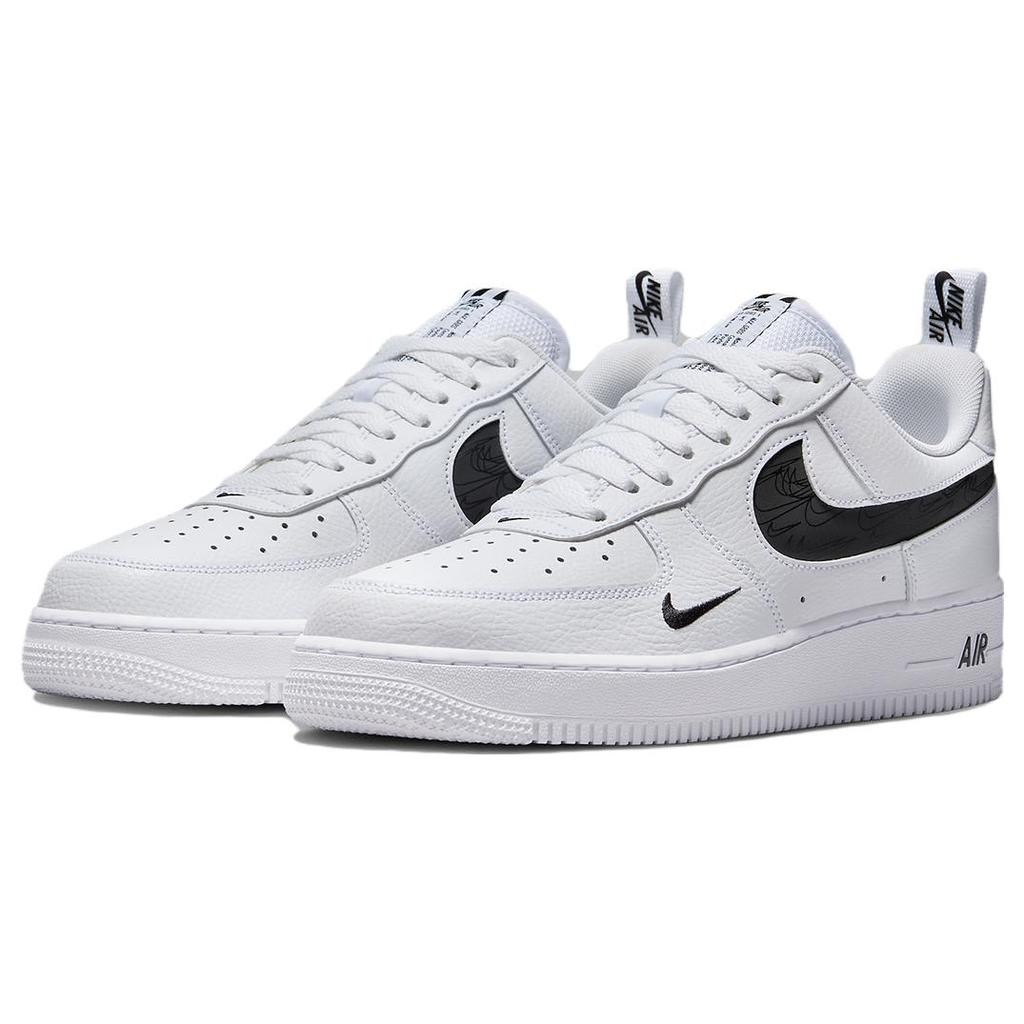 New Nike Air Force 1 07 LV8 Reflective Swoosh   White Black FV1320-100