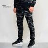 Men Cargo Pants Drawstring Elastic Waist Camouflage Print Multi Zippered Pockets Ankle-banded Slim Fit Casual Daily Wear Long Outdoor Trouser