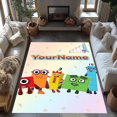 Numberblocks Personalized Name Floor Mat Suitable for Study Room Playrooms Entryway Game Room Anti-slip Rug Anime Office Decor Wedding Party Gift