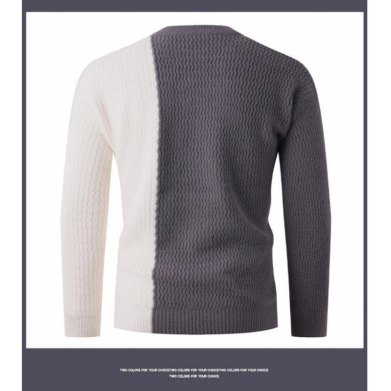 Men S Spliced Thick Knitted Pullover Casual Winter Sweater