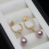 Genuine Natural Freshwater Long Pearl Earrings Woman,Gold Palted Hanging White Pearl Earrings Wife Mother Gift Pink Black