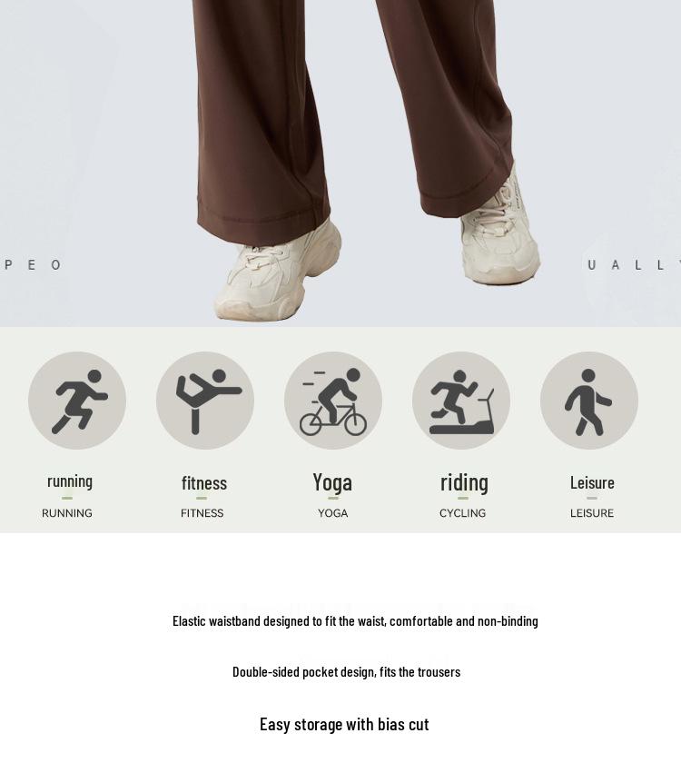 Dámské široké kalhoty se stahovací šňůrkou na jógu a fitness - Volné, ležérní a zeštíhlující design s rovnými nohavicemi