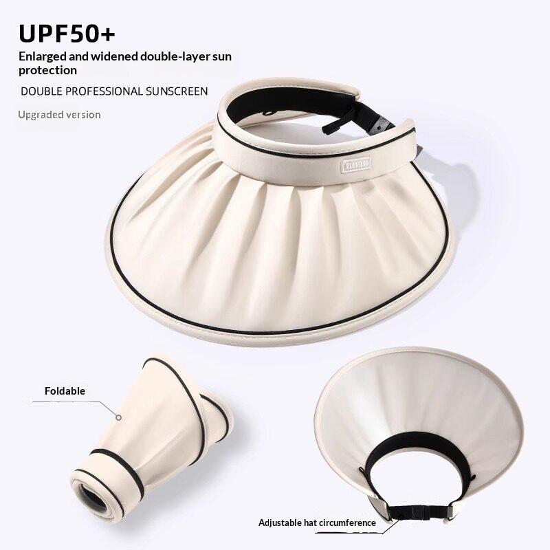 2026 Women'S Summer Large Brim Open Empty Top Sun Hat Upf 50+ Foldable Sunshade Hat Uv Protect Sun Protection Sun Cap