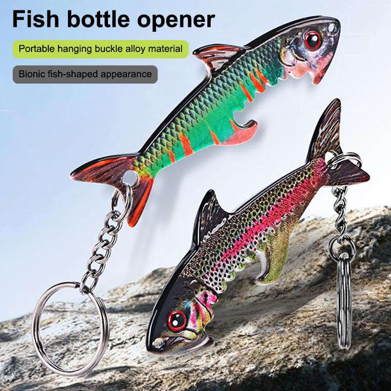 Zinklegierung Fischförmiger Flaschenöffner Schlüsselanhänger Lebensechte Optik Robuste Bauweise Für Angeln Camping Täglichen Gebrauch