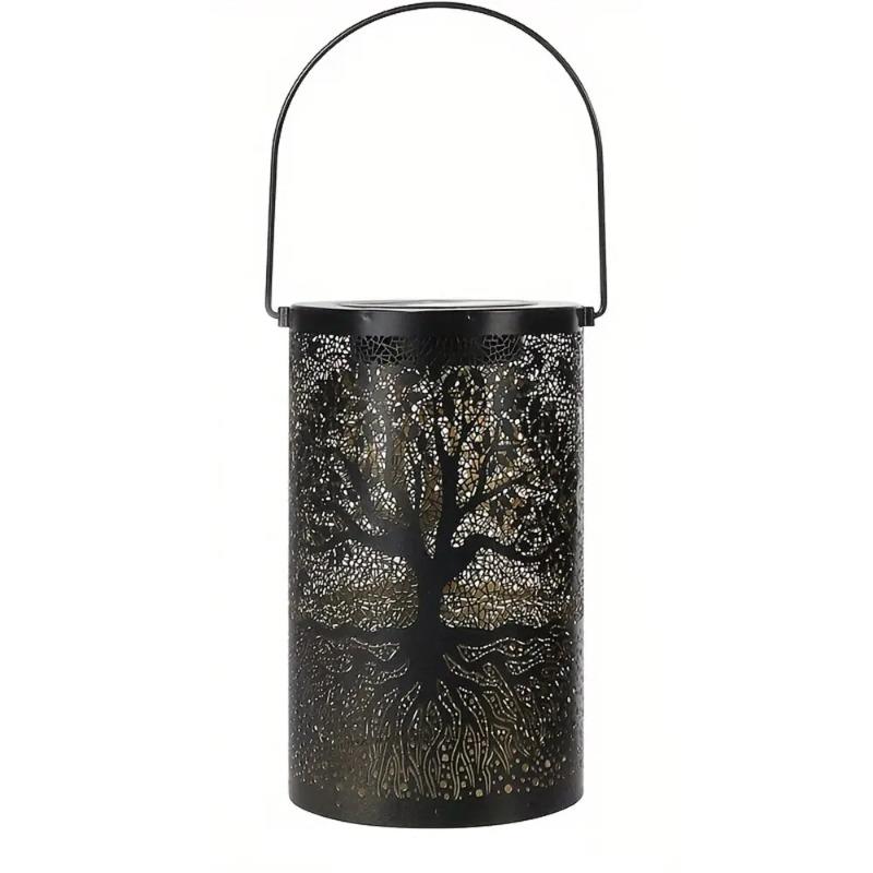 Hängende Solarlaterne Außen Wasserdicht Vintage Metall LED Großer Baum Dekorative Lichter Garten Hof Rasen Lichter