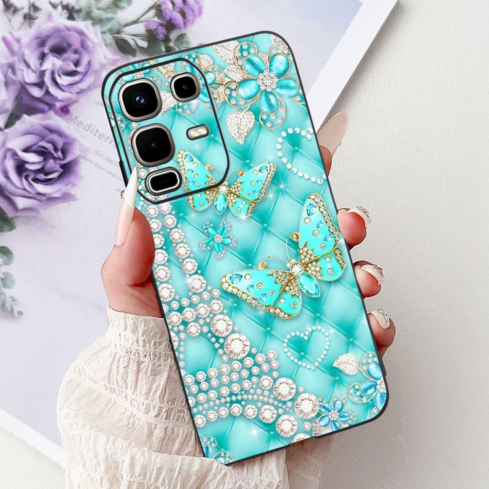 Per Infinix Note 50s X6870 Cover Posteriore Per Infinix Note 50s 5G Custodia Silicone Moda Lusso Fiori Gatto Carino Dipinto Divertente Paraurti