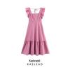 2025 Spring Women's European & American Style French Jacquard Square Neck Dress