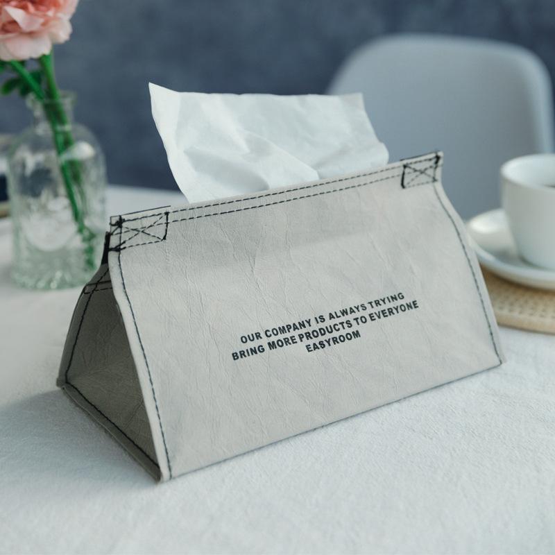 Household Kraft Paper Tissue Box Leather Tissue Storage Cover Kitchen Paper Drawer Bedroom Desktop High-end Decoration Box