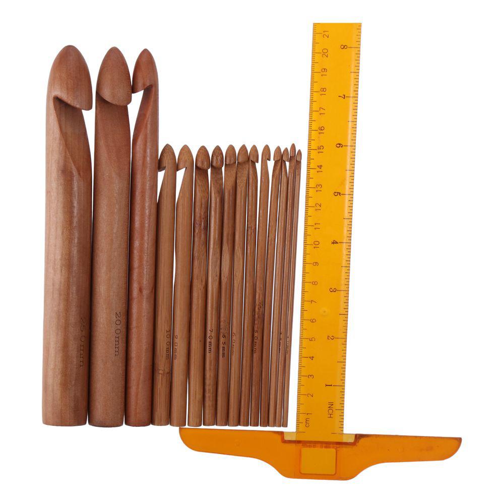 Jumbo Crochet Hooks Wood Crochet Hooks Bamboo Brown Knitting Needle Crochet Needles for Knitting Scarves