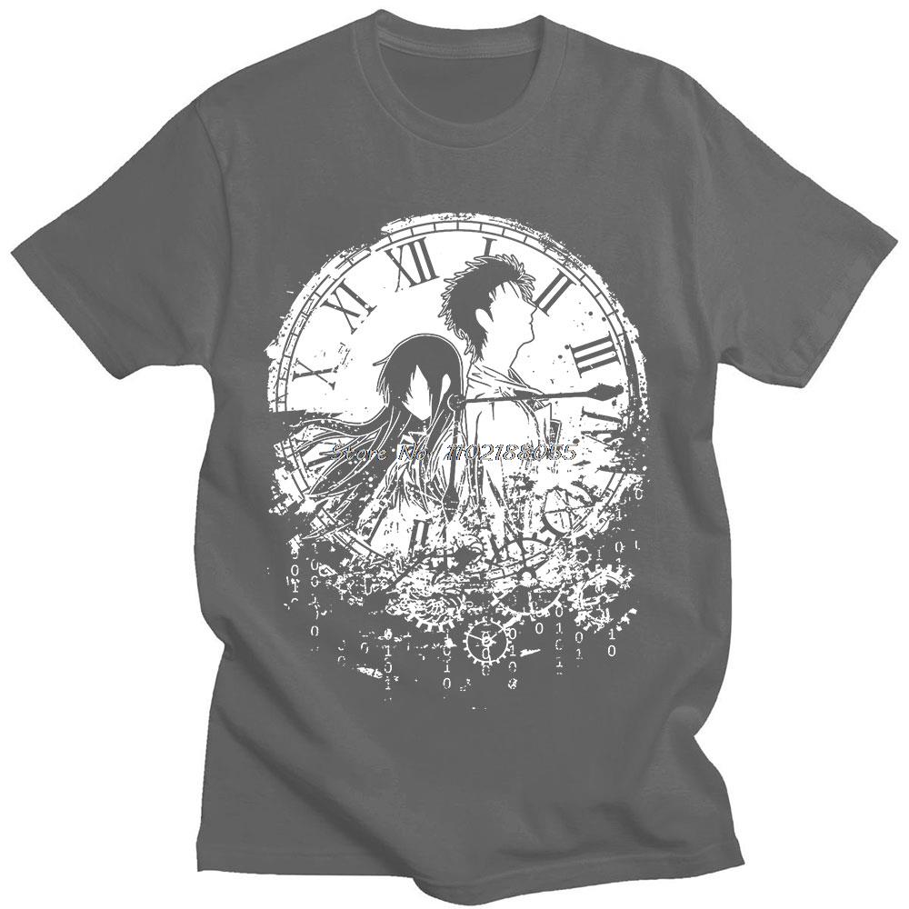 Anime Steins Gate T-shirt Moda Koszulka z krótkim rękawem Manga Okabe Rintarou Makise Kurisu Męska Damska Bawełniana Oversize