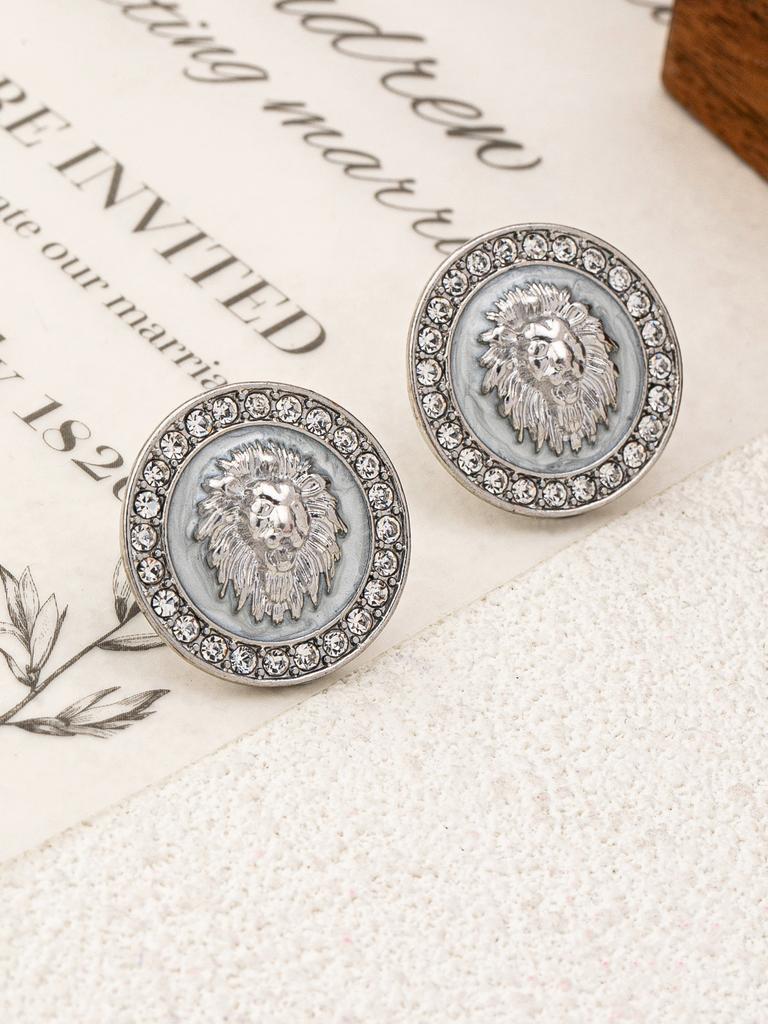 New lion head exaggerated point drill oil drop earrings wholesale trend earrings home