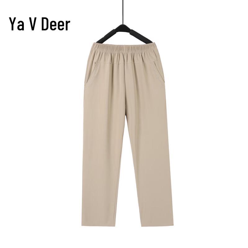 YaLu Women s Elastic Waist Cropped Casual Pants L