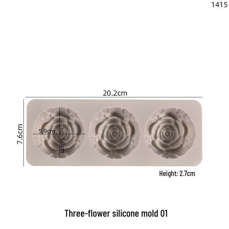 Poppy Three-Piece Crystal Flower Silicone Mold for Handmade Soap Crafting