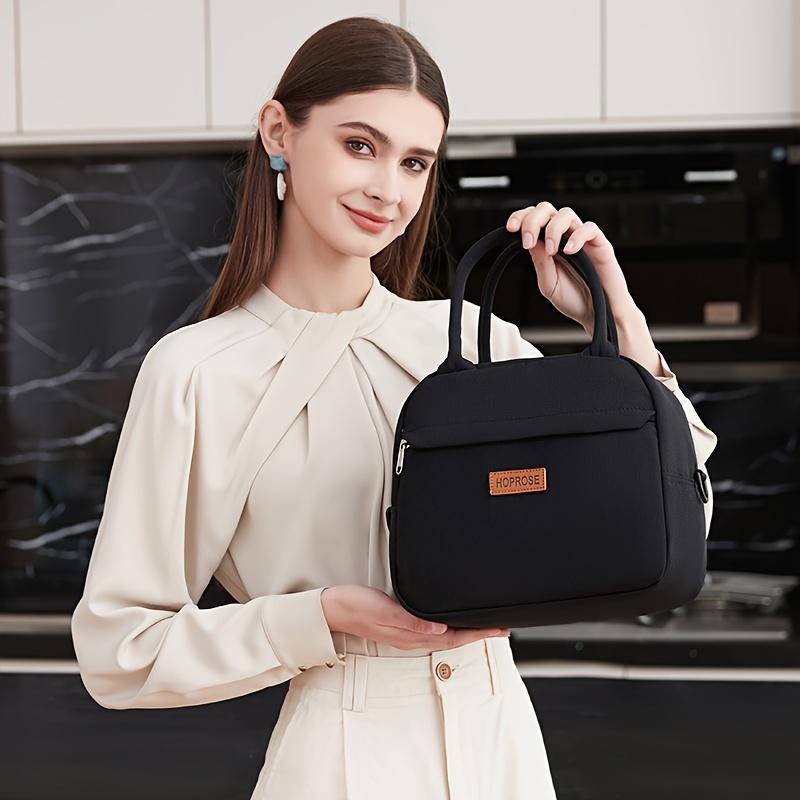 Non Food Contact Insulated Lunch Bag with Shoulder Strap Large Capacity, Oxford Fabric, Black White Design