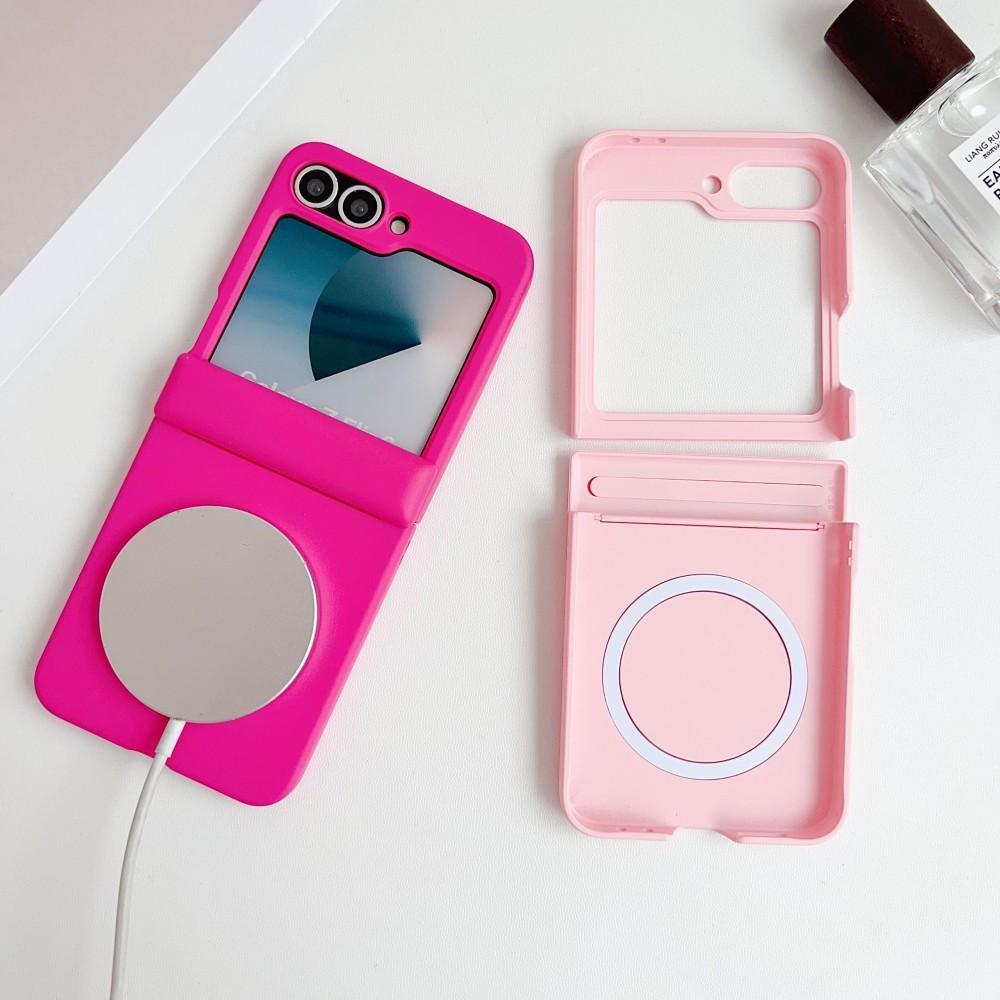 Solid Color For Samsung Galaxy Z Flip 5 6 7 FE 5G Magnetic Phone Case Shockproof Hinge Protective PC Hard Shell Back Cover