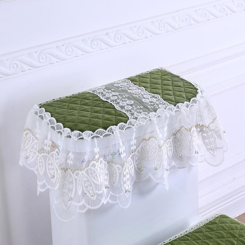 Lace Fabric Toilet Seat Cushion Set: 3-Piece Cover, Pad, and Ring.